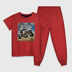 Пижама хлопковая детская Chrysler Jeep Fordyce в пустыне, цвет: красный