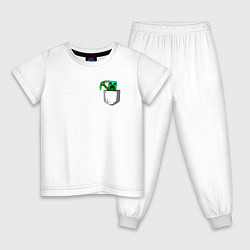 Пижама хлопковая детская Карманный крипер с киркой, цвет: белый