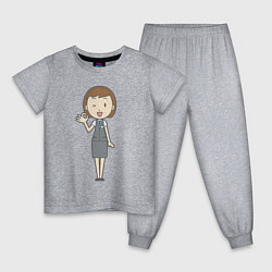 Пижама хлопковая детская Офисная леди согласна, цвет: меланж