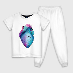 Пижама хлопковая детская Сердце как космос, цвет: белый