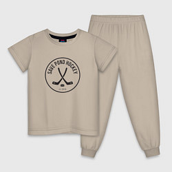 Пижама хлопковая детская Save Pond Hockey, цвет: миндальный