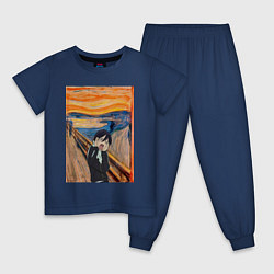 Пижама хлопковая детская Крик бездомный Бог, цвет: тёмно-синий