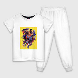 Пижама хлопковая детская Бразильский футболист Пеле, цвет: белый