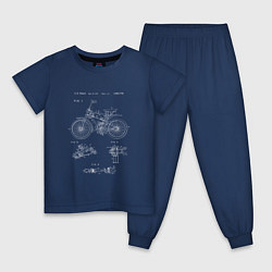 Пижама хлопковая детская Патент на винтажный велосипед, цвет: тёмно-синий