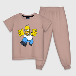 Пижама хлопковая детская Сердитый Гомер Симпсон - крутой чувак, цвет: пыльно-розовый