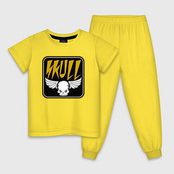 Пижама хлопковая детская Череп знак, цвет: желтый