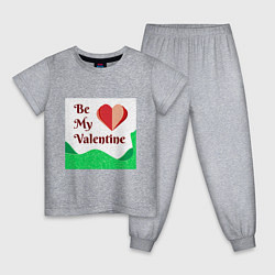 Пижама хлопковая детская Романтичная валентинка с сердцем, цвет: меланж