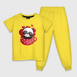 Пижама хлопковая детская Панда в чашке, цвет: желтый