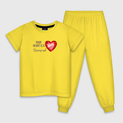 Пижама хлопковая детская Твое сердце брилиант, цвет: желтый