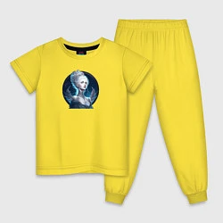 Пижама хлопковая детская Портрет красивой девуки, нейросеть, цвет: желтый