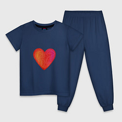Пижама хлопковая детская Красное Сердце любовь, цвет: тёмно-синий