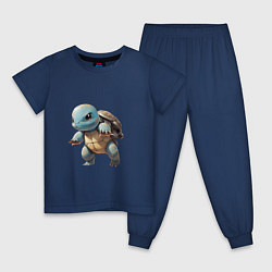 Пижама хлопковая детская Сквиртл готовый к бою, цвет: тёмно-синий
