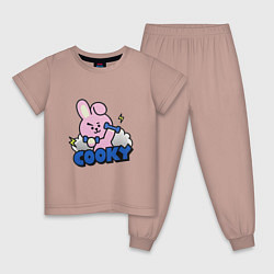 Пижама хлопковая детская Cooky BT21 Jungkook, цвет: пыльно-розовый