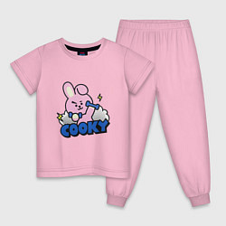 Пижама хлопковая детская Cooky BT21 Jungkook, цвет: светло-розовый