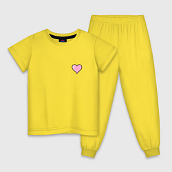 Пижама хлопковая детская Влюбленное сердце - мини, цвет: желтый