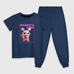 Пижама хлопковая детская Любовь кролика, цвет: тёмно-синий