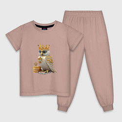 Пижама хлопковая детская Золотая сова, цвет: пыльно-розовый