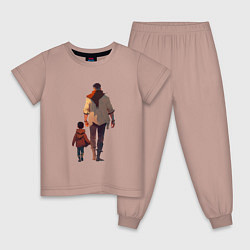 Пижама хлопковая детская Отец вместе с сыном, цвет: пыльно-розовый