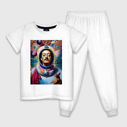 Пижама хлопковая детская Космонавт Сальвадор Дали, цвет: белый