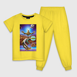 Пижама хлопковая детская Космическое пугало - нейросеть, цвет: желтый