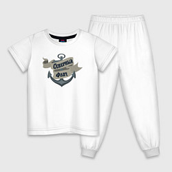 Пижама хлопковая детская Северный моряк, цвет: белый