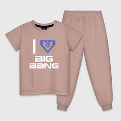 Пижама хлопковая детская I love big bang, цвет: пыльно-розовый