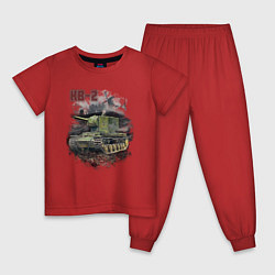 Пижама хлопковая детская В бой на КВ-2, цвет: красный