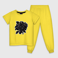 Пижама хлопковая детская Букет и черные розы, цвет: желтый