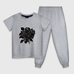 Пижама хлопковая детская Букет и черные розы, цвет: меланж