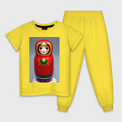 Пижама хлопковая детская Русская матрешка, цвет: желтый
