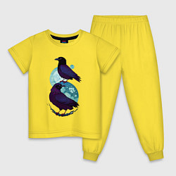 Пижама хлопковая детская Фиолетовые вороны, цвет: желтый