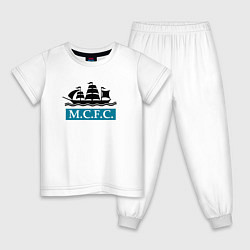 Пижама хлопковая детская ФК Манчестер Сити корабль, цвет: белый