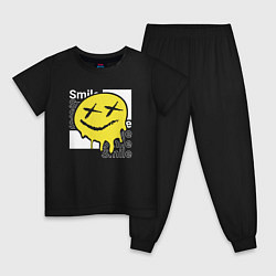 Пижама хлопковая детская Smile positive, цвет: черный