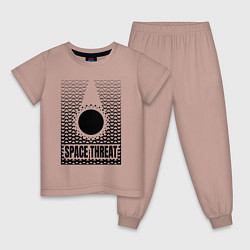 Пижама хлопковая детская Космическая угроза, цвет: пыльно-розовый