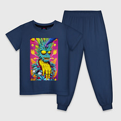 Пижама хлопковая детская Demon Oni - pop art, цвет: тёмно-синий