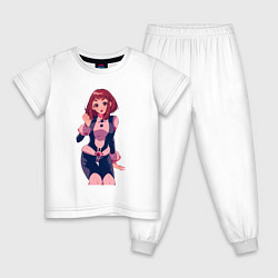 Пижама хлопковая детская Очако Урарака - геройская академия, цвет: белый