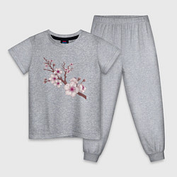 Пижама хлопковая детская Ветка сакуры - весна - Япония, цвет: меланж