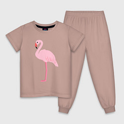 Пижама хлопковая детская Фламинго розовый, цвет: пыльно-розовый