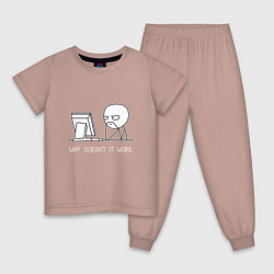 Пижама хлопковая детская Why doesnt it work, цвет: пыльно-розовый