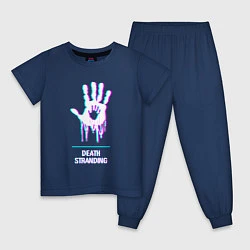Пижама хлопковая детская Death Stranding в стиле glitch и баги графики, цвет: тёмно-синий