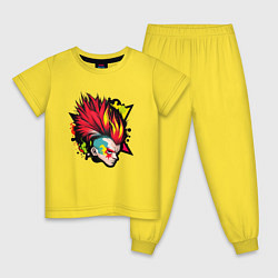 Пижама хлопковая детская Панк с красными волосами, цвет: желтый