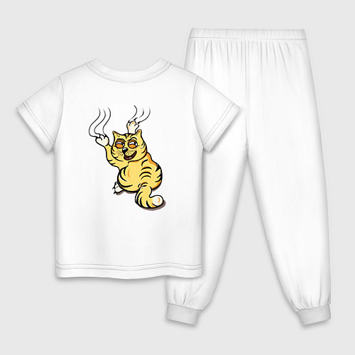 Детская пижама Хитрый кот точит когти / Белый – фото 2