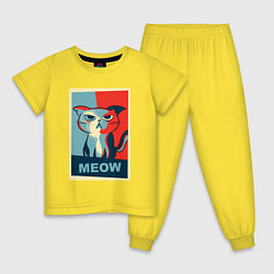 Пижама хлопковая детская Meow obey, цвет: желтый