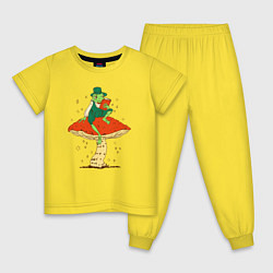 Пижама хлопковая детская Лягушонок читает книгу, цвет: желтый