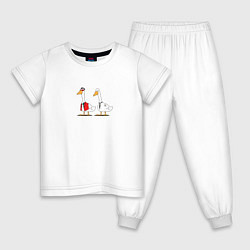 Пижама хлопковая детская Бойцоский гусь, цвет: белый