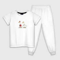 Пижама хлопковая детская Бойцоский гусь, цвет: белый