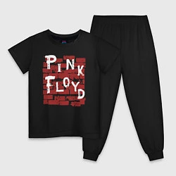 Пижама хлопковая детская Рок музыка pink floyd стена, цвет: черный
