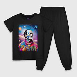 Пижама хлопковая детская Salvador Dali in space, цвет: черный