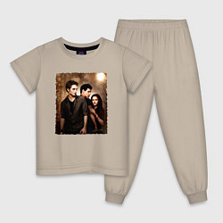 Пижама хлопковая детская Сумерки Белла Эдвард Джейкоб, цвет: миндальный