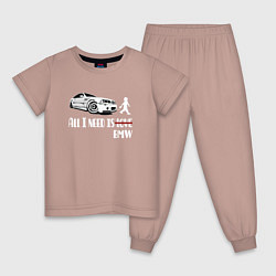Пижама хлопковая детская BMW и любовь, цвет: пыльно-розовый